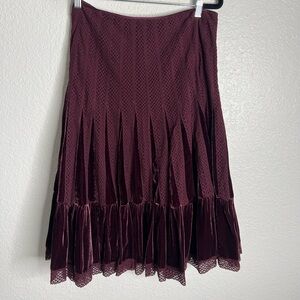 Y2K Free People Marron Midi Velvet Trim Skirt Size 10